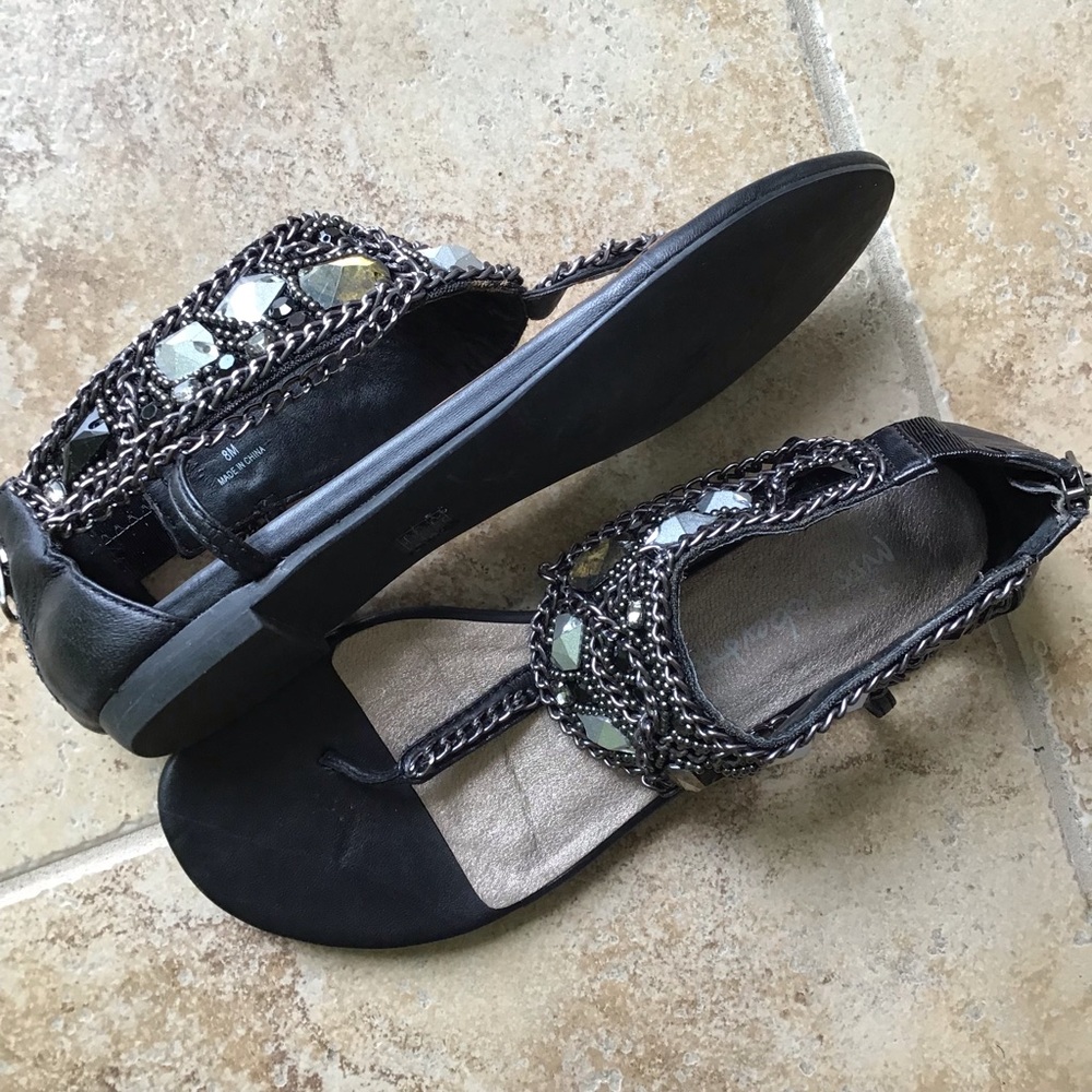 MISS ROBERTSON black chain thong sandals 7.5 8